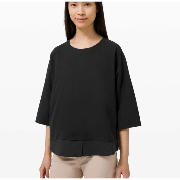 lululemon athletica Tops - LULULEMON Live To Layer Womens Shirt Sz 4 Black Cotton Blend Half Sleeve Casual